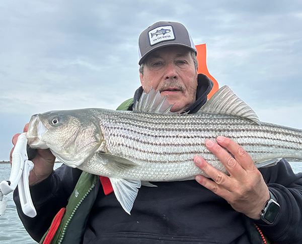 Week 2 Kayak winner Brian Strayer of North Kingstown, RI with his striped bass