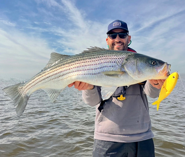 Week 2 Boat winner Christopher Viverito of Cedar Grove, NJ with his striped bass