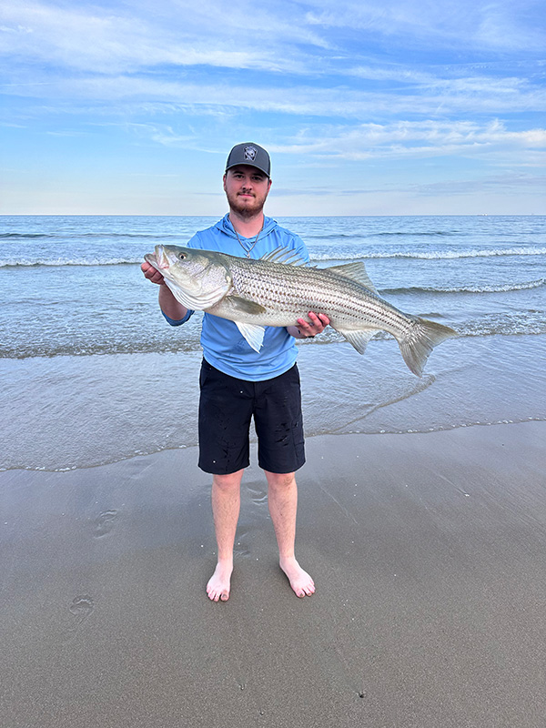 Week 9 Shore winner Jackson Reid of Danvers, MA with his striped bass