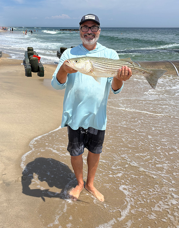 Week 14 Shore winner Michael Solebello of Wall Township, NJ with his striped bass